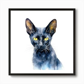 Black Oriental Cat Portrait 2 Art Print