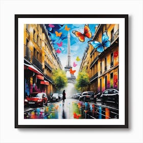 Paris With Butterflies 33 Art Print