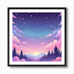 Sky With Twinkling Stars In Pastel Colors Square Composition 144 Art Print