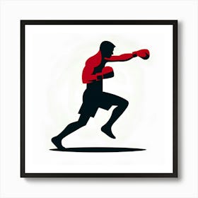 Silhouette Of A Boxer Art Print