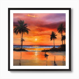 Sunset At The Beach 4 Art Print