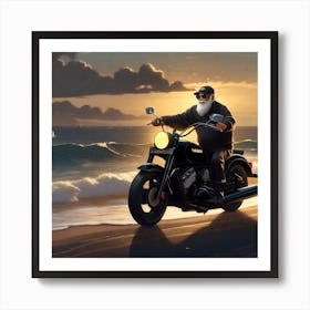 Old Man On A Motorcycle 1 Art Print