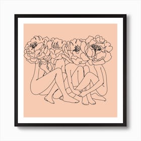 Flower Woman Line Art Art Print
