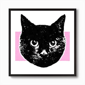 Soft Pink Cat 2 Square Art Print