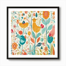 Birds In The Garden Art Print