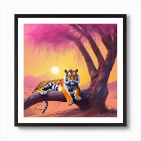 Tiger In The Desert 2 Art Print