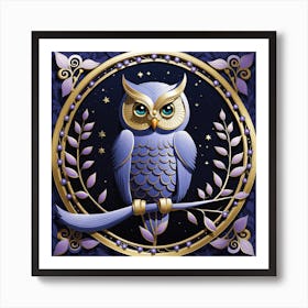 Owl On A Branch 2 Art Print