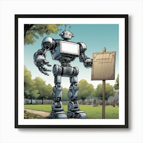 Robot In The Park Art Print