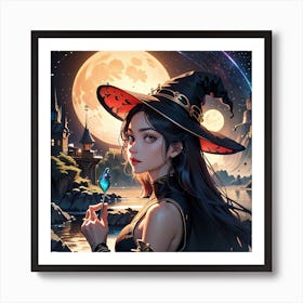Witch In The Moonlight 1 Art Print