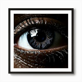 Black Eye Human Close Up Pupil Iris Vision Gaze Look Stare Sight Close Macro Detailed (3) Art Print