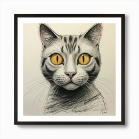 Cat With Yellow Eyes Art Print