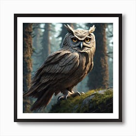 Owl In The Forest 120 Art Print