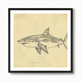 Tiger Shark Vintage Illustration 1 Art Print