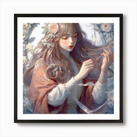 Girl With Long Hair concept art Art Print