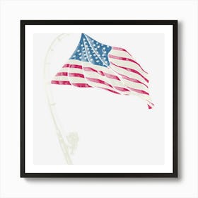 Hot Trend American Us Flag Fishing Rod Patriotic 4th Of Art Print