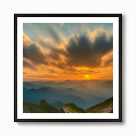 Sunset In The Mountains Art Print