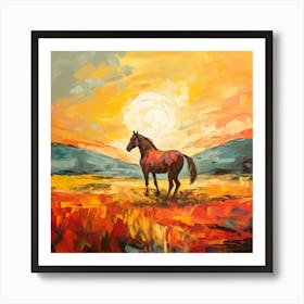 Horse In Field Art Print