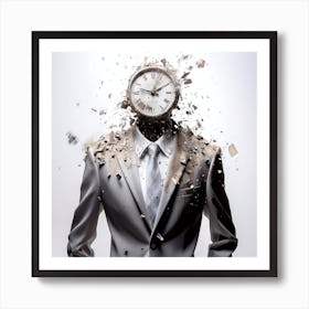 Businessman With A Clock On His Head Art Print