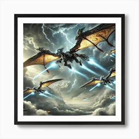 A Dynamic Scene Showcasing The Dragon Gliders Of T Art Print