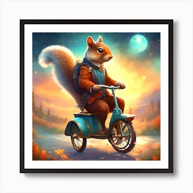 Squirrel On A Bike 1 Art Print