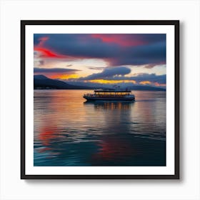 Sunset On A Boat 2 Art Print