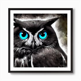 Owl With Blue Eyes 1 Art Print