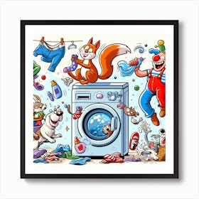 Laundry Cartoon Vector Illustration Art Print