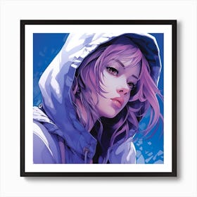 Anime Girl With Pink Hair Art Print