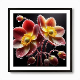 Two Flowers With Water Droplets Art Print