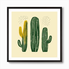 Rizwanakhan Simple Abstract Cactus Non Uniform Shapes Petrol 27 Art Print