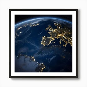 Earth At Night Art Print