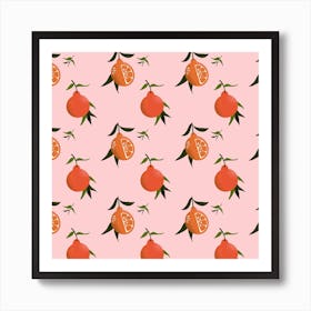 Oranges On A Pink Background 1 Art Print