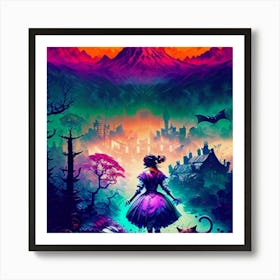 Woman in the woods Art Print