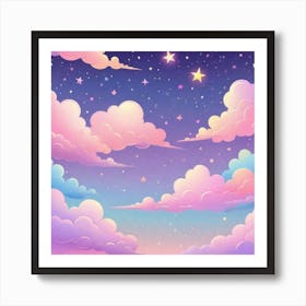 Sky With Twinkling Stars In Pastel Colors Square Composition 122 Art Print