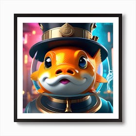 Goldfish In Top Hat 1 Art Print