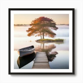 Boat On A Lake Art Print