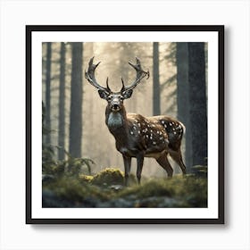 Deer In The Forest 63 Art Print