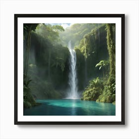 Waterfall In The Jungle paintings art print 8 Art Print