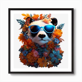 Panda Bear In Flowers Art Print