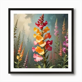 Snapdragon Floral Botanical Vintage Poster Flower Art Print 2 Art Print