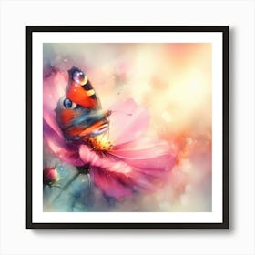 Butterfly On A Flower 2 Art Print