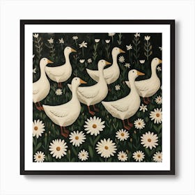 White Ducks Fairycore Painting 3 Art Print