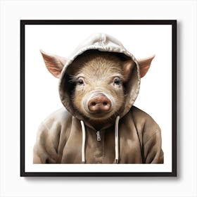 Watercolour Cartoon Warthog In A Hoodie 1 Poster