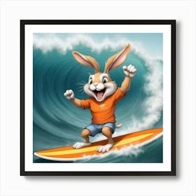 Bunny Surfboard Art Print