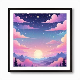 Sky With Twinkling Stars In Pastel Colors Square Composition 34 Art Print