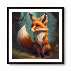 Little fox in the forest Art Print