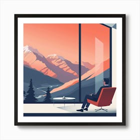 Man Looking Out A Window Art Print