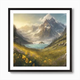 Symphony of Sunlit Peaks Art Print