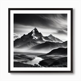 Black And White Mountain Landscape 5 Art Print