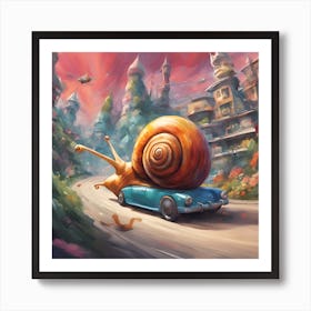 Snail On The Road 1 Art Print